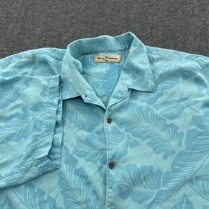 Tommy Bahama Silk Camp Shirt Mens 2XL Palm Leaf Hawaiin Cruise Aloha Lightweight